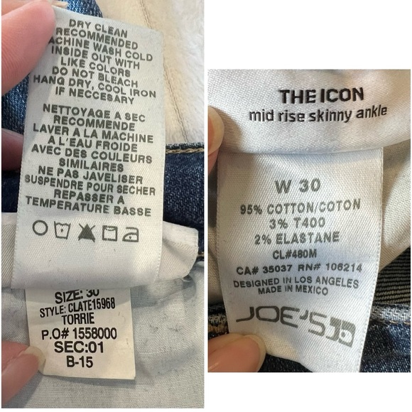 Joe’s women Dk blue mid rise skinny ankle jeans zip pull loop, The Icon, sz 30 - Picture 13 of 16